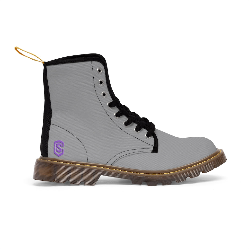 Grey Men's Canvas Boots Violet Logo