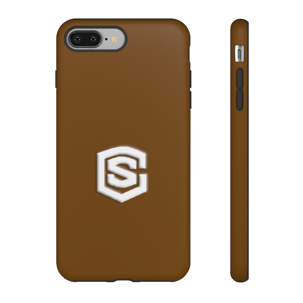 Brown Tough Cases White Logo