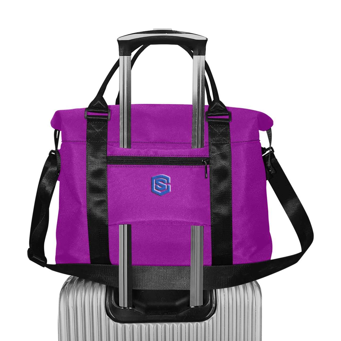 Purple Large Capacity Duffle Bag With Blue Logo Large Capacity Duffle Bag(Model1715)