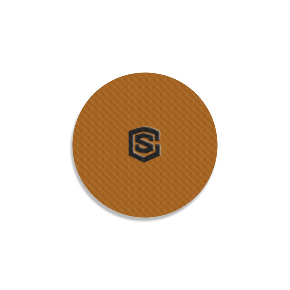Brown Round Coaster with Black Logo Round Coaster