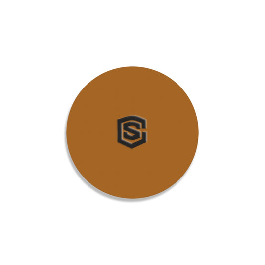 Brown Round Coaster with Black Logo Round Coaster