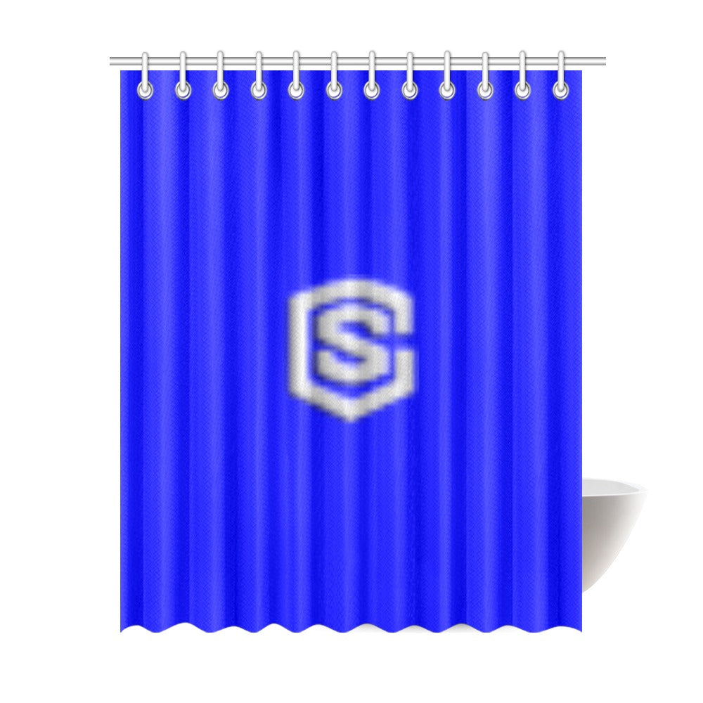 Blue Shower Curtain 69"x84" with Silver Logo Shower Curtain 69"x84"