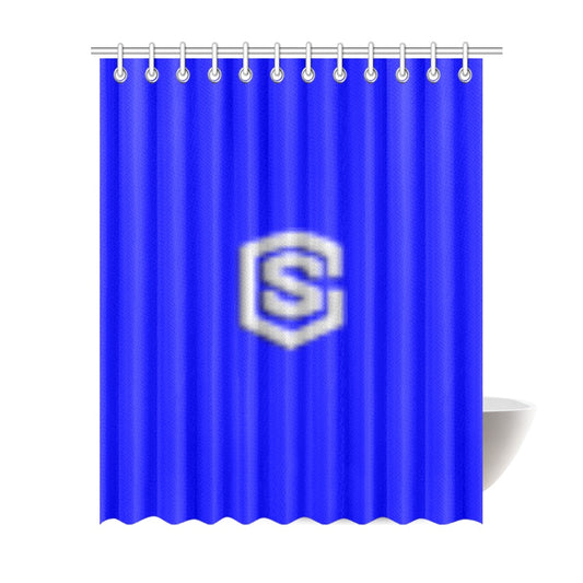 Blue Shower Curtain 69"x84" with Silver Logo Shower Curtain 69"x84"