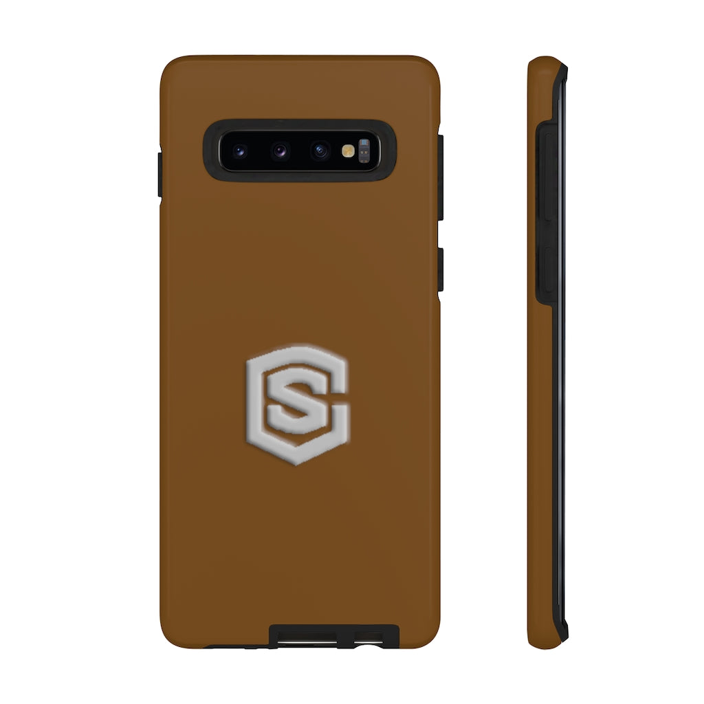 Brown Tough Cases Silver Logo