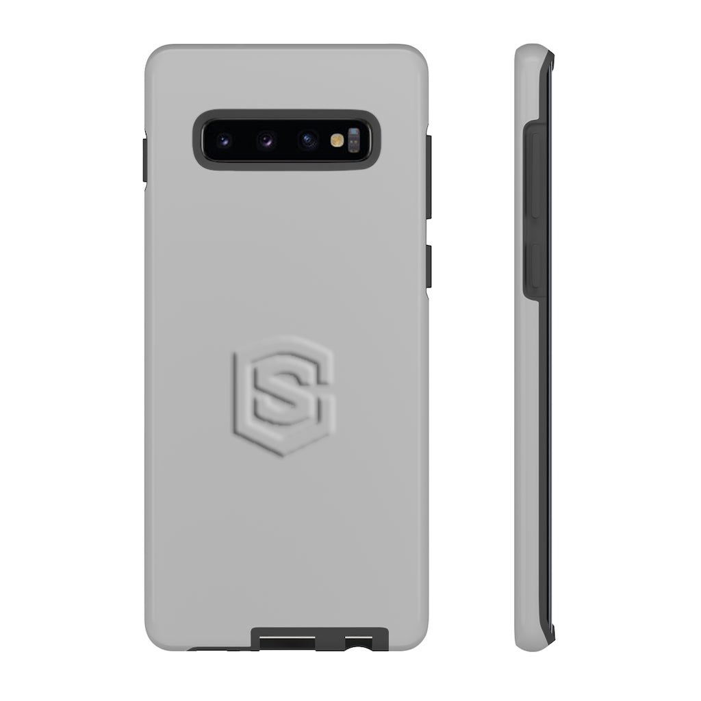 Grey Tough Cases Silver Logo