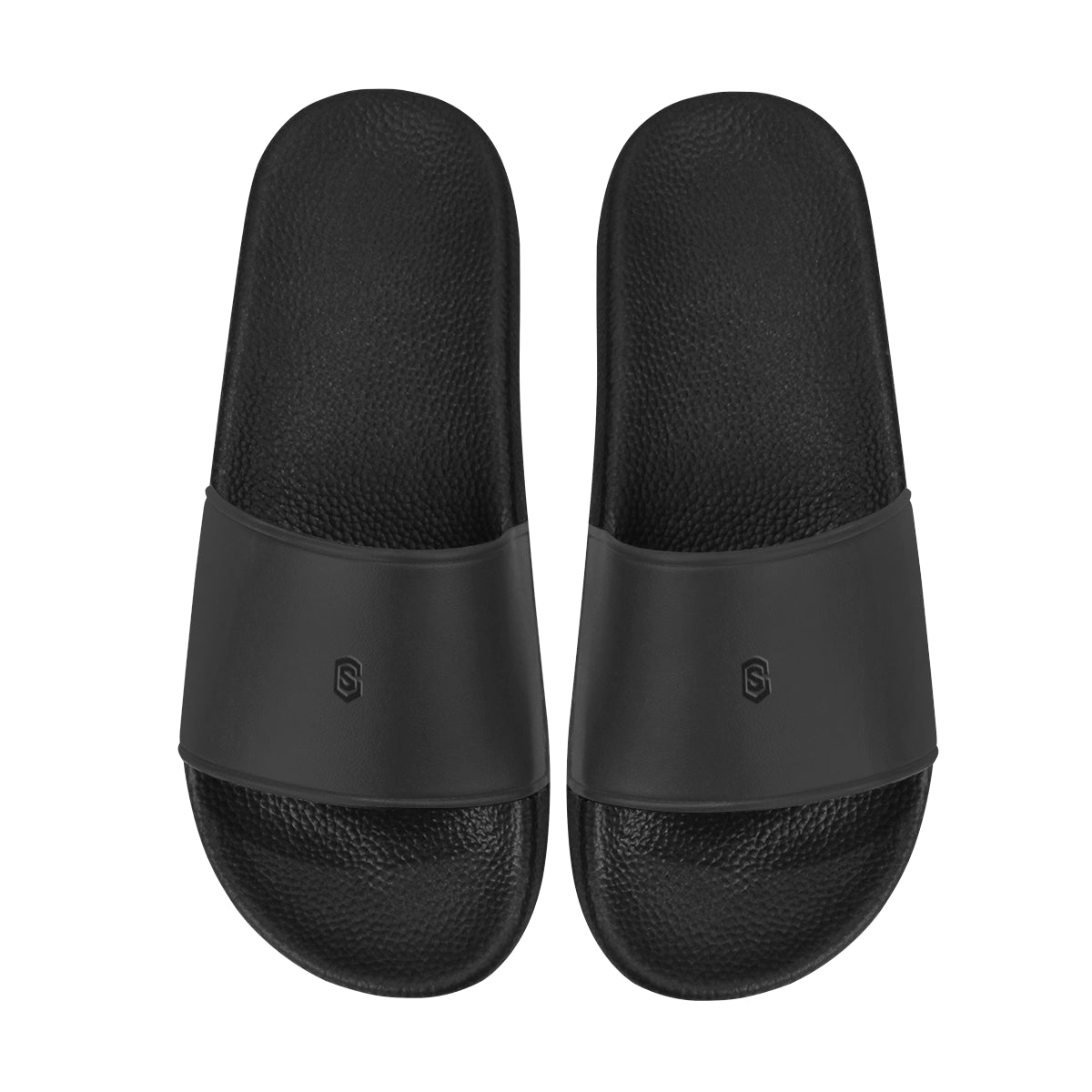 black logo Women's Slide Sandals (Model 057)