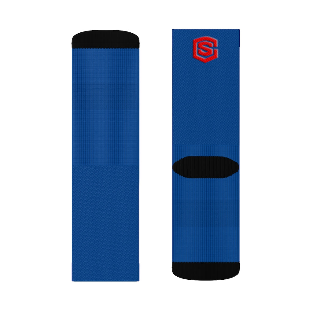 Dark blue Sublimation Socks Red Logo