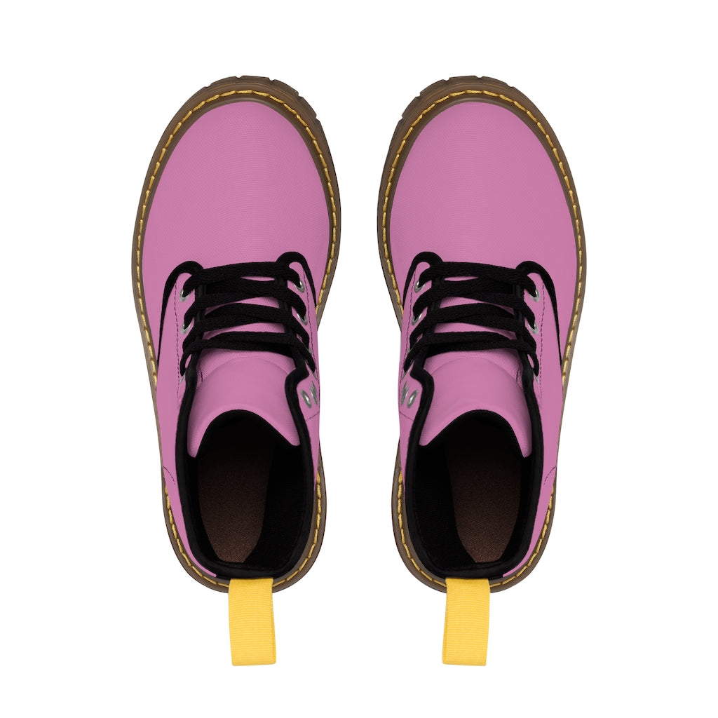 Pink Men's Canvas Boots Yellow Logo