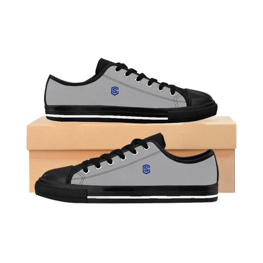 grey Men's Sneakers - blue logo