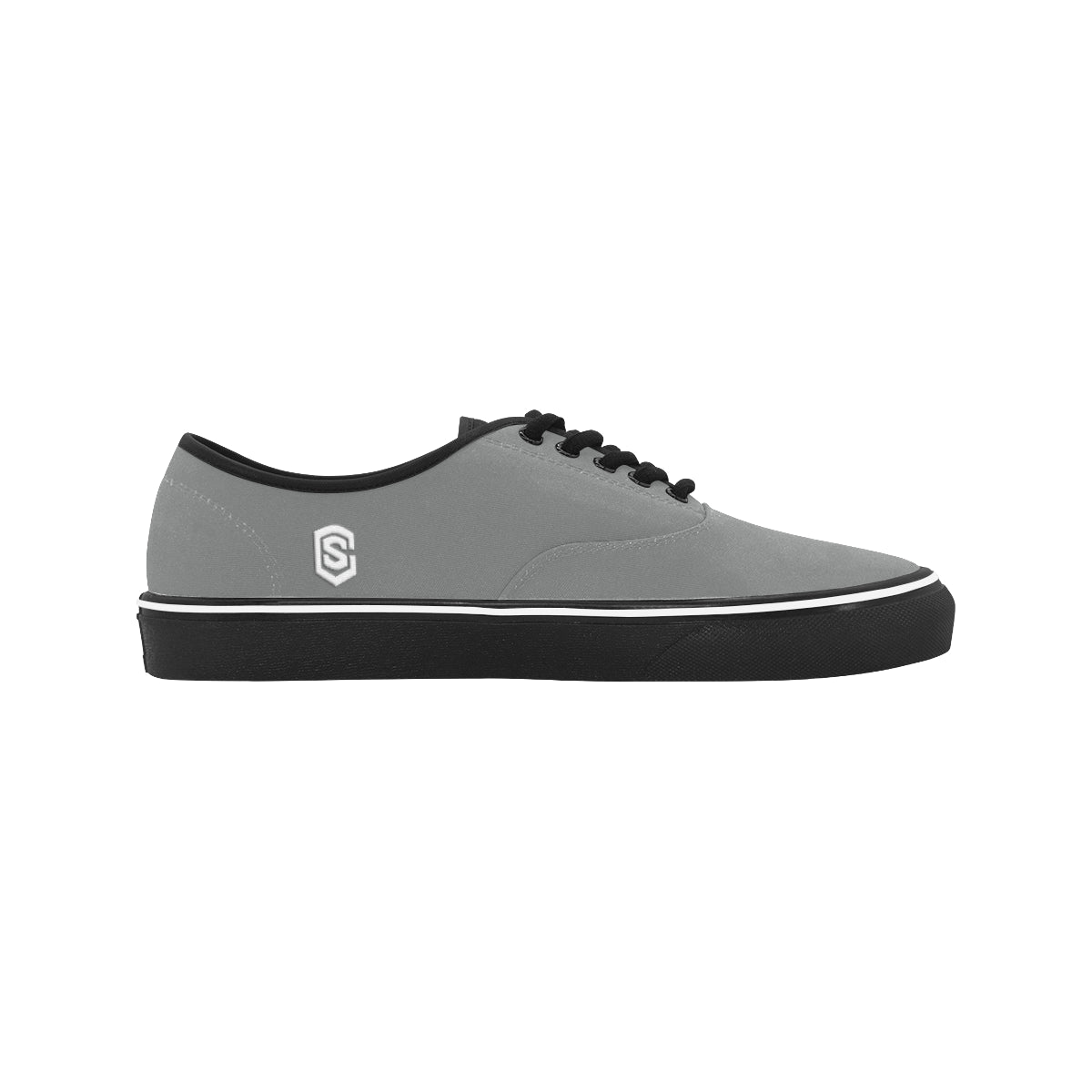white logo Classic Men's Canvas Low Top Shoes/Large (Model E001-4)