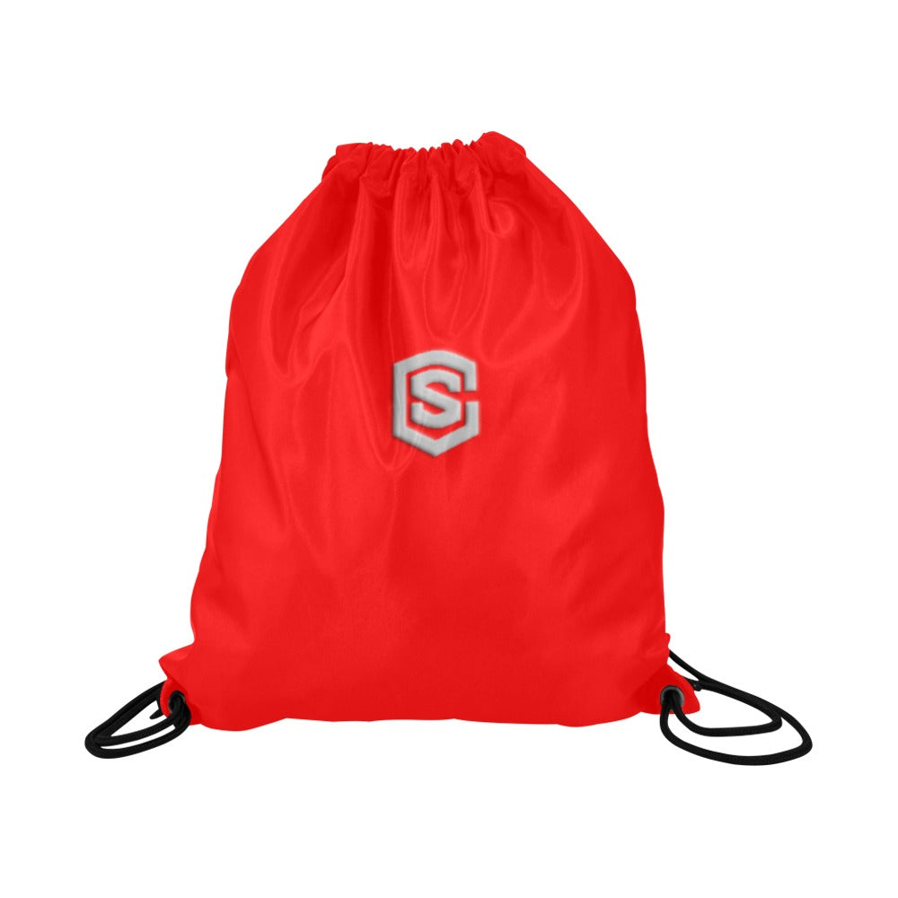 Red Drawstring Bags Large With Silver Logo Drawstring Bags (Model 1604) (Large)