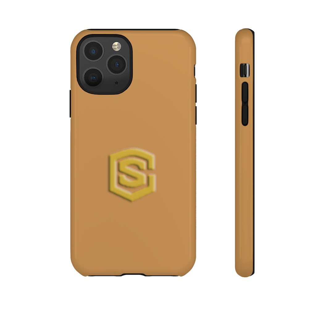 Light Brown Tough Cases Gold Logo