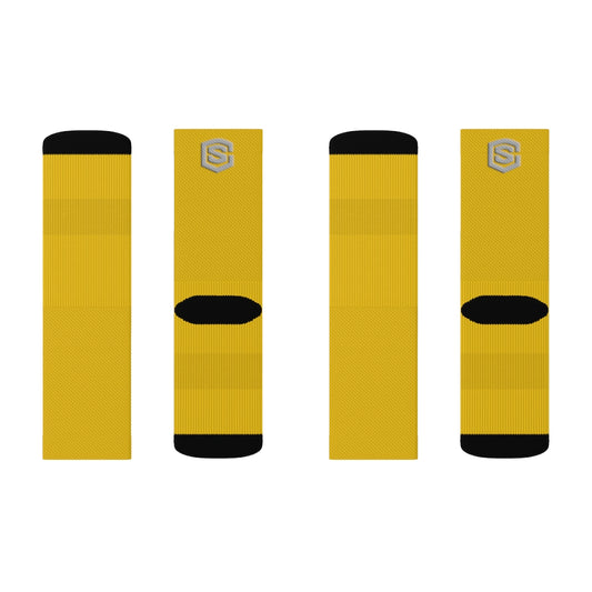 Yellow Sublimation Socks Silver Logo