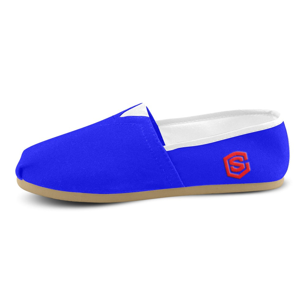 BLUE casual shoes for women WITH RED LOGO Casual Canvas Women's Shoes (Model 004) (Designs are mirrored)