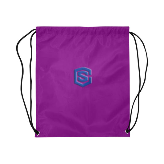 Purple Drawstring Bags Large With Blue Logo Drawstring Bags (Model 1604) (Large)