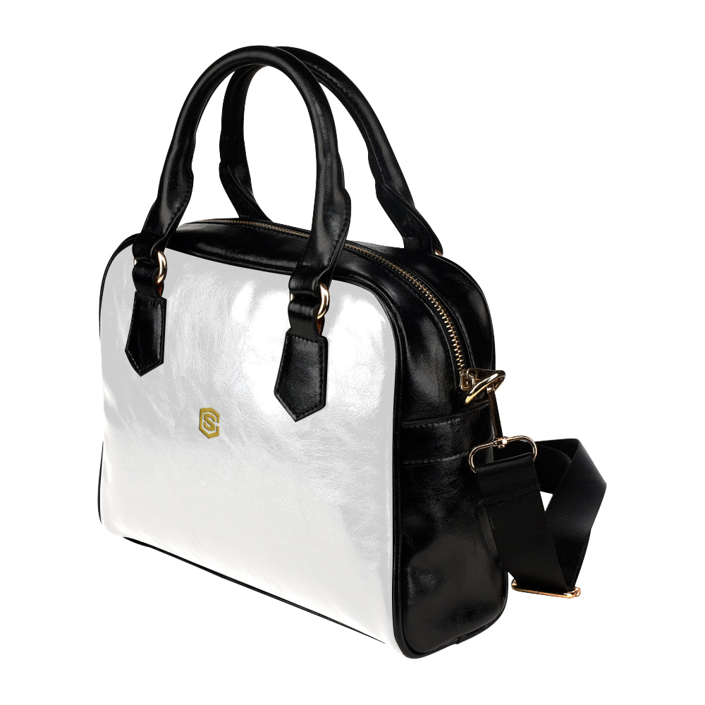 WHITE Shoulder Handbag gold logo Shoulder Handbag (Model 1634)