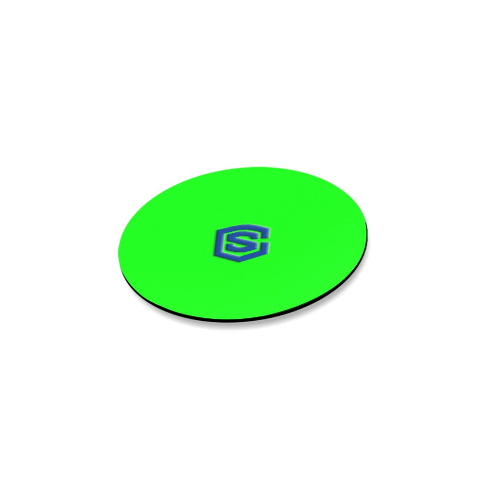 Green Round Coaster with Blue Logo Round Coaster