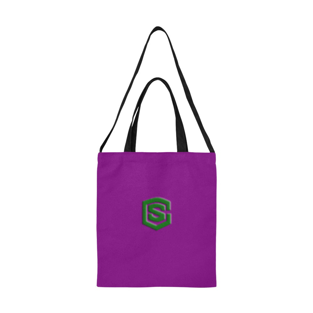 Purple All Over Print Canvas Tote Bag With Green Logo All Over Print Canvas Tote Bag(Model1698)(Medium)