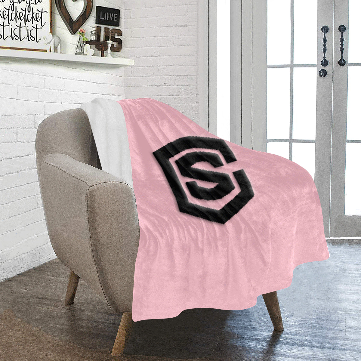 Pink Ultra-Soft Micro Fleece Blanket with Black Logo Ultra-Soft Micro Fleece Blanket 30"x40"