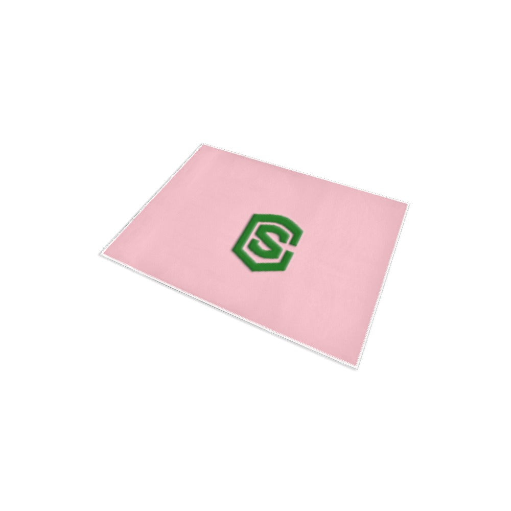 Pink Area Rug 2.6' x 1.7' with Green Logo Area Rug 2.6' x 1.7'