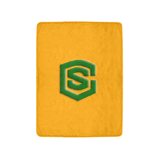 Orange Ultra-Soft Micro Fleece Blanket with Green Logo Ultra-Soft Micro Fleece Blanket 30"x40"