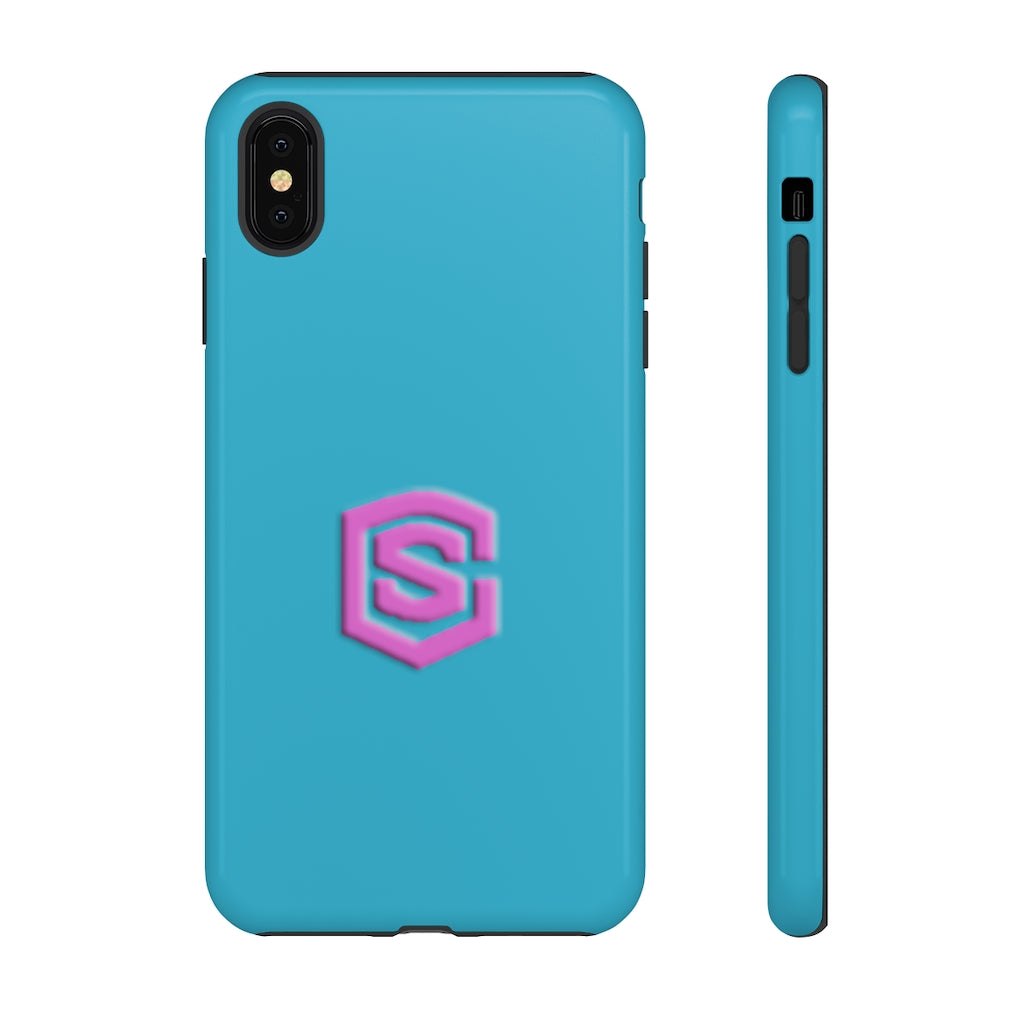 Blue Tough Cases Pink Logo
