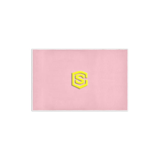 PINK SMALL AREA RUG WITH YELLOW LOGO Area Rug 2.6' x 1.7'