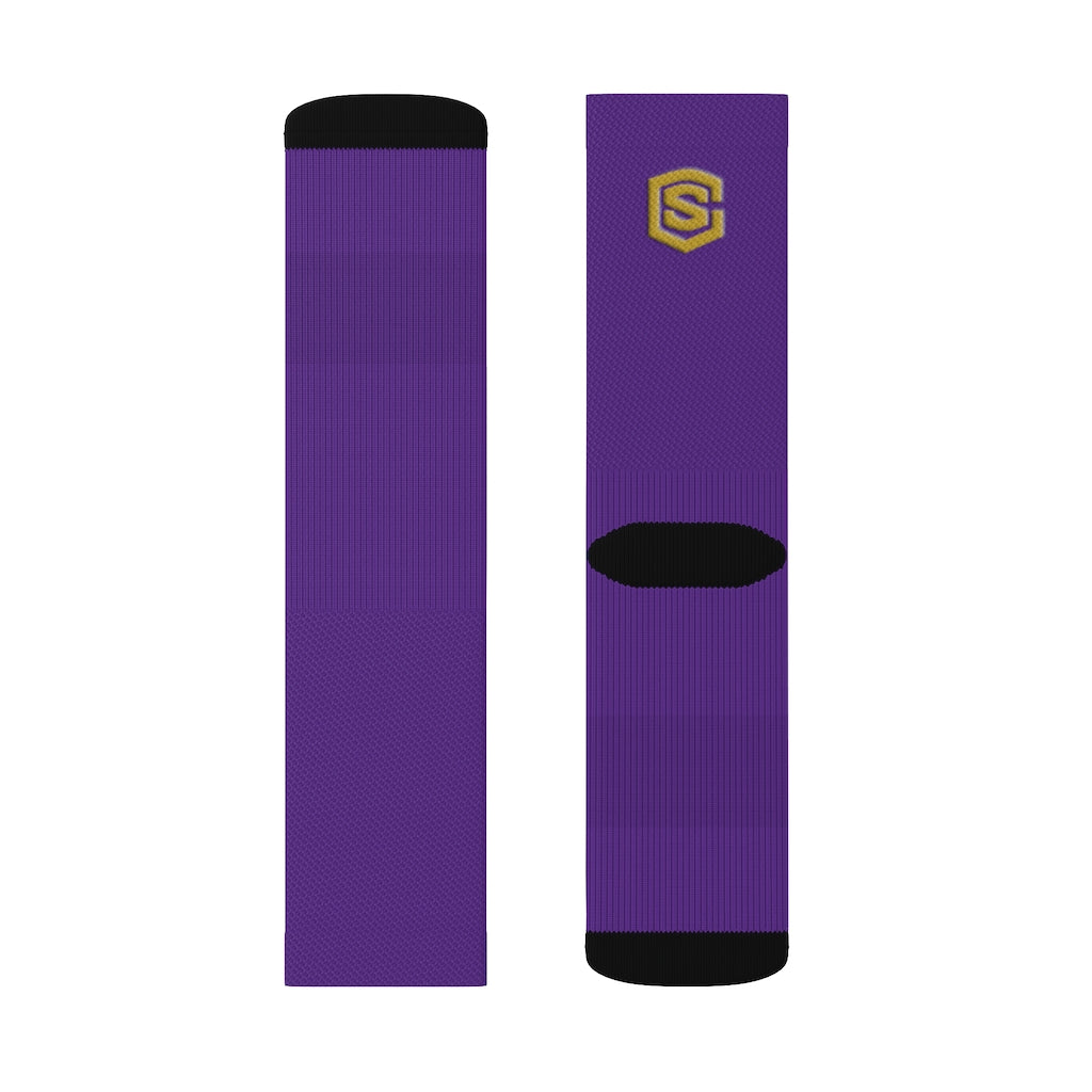 Purple Sublimation Socks Gold Logo