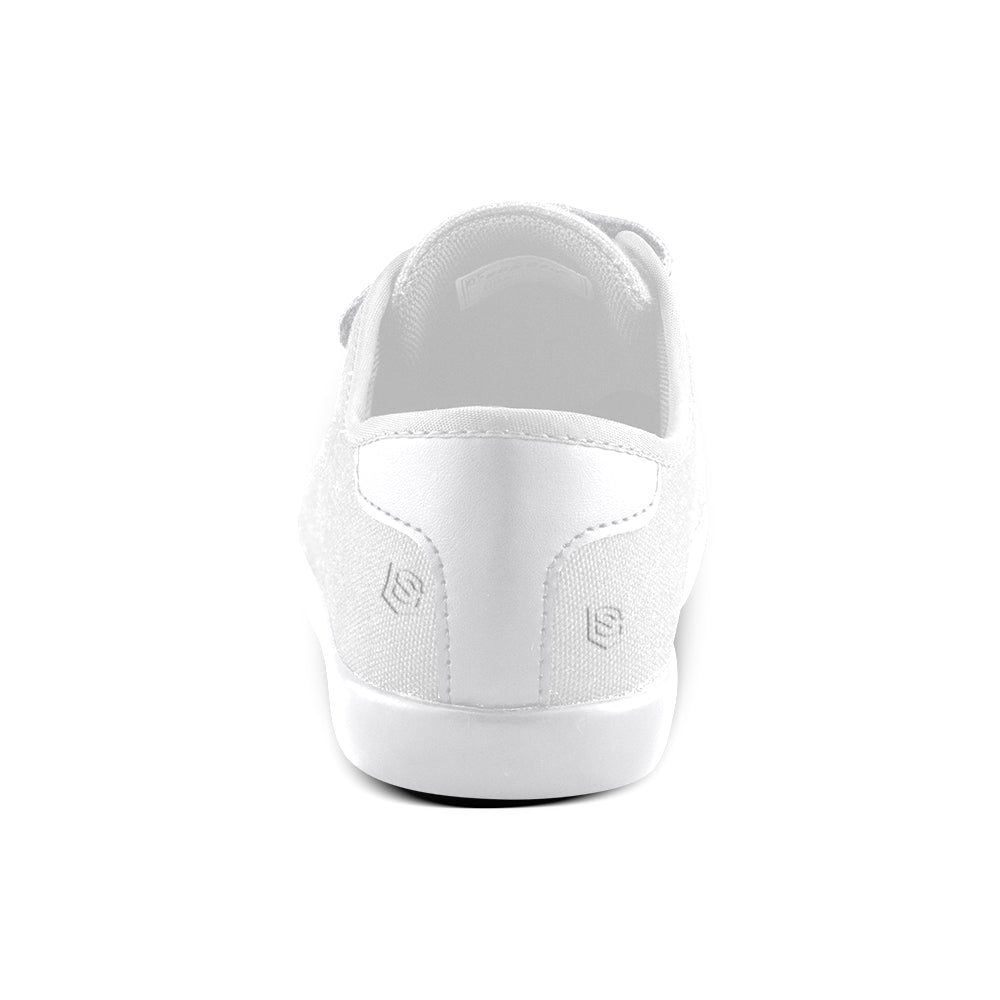 GRAY CANVAS KID SHOESwhite logo Velcro Canvas Kid's Shoes (Model 008)