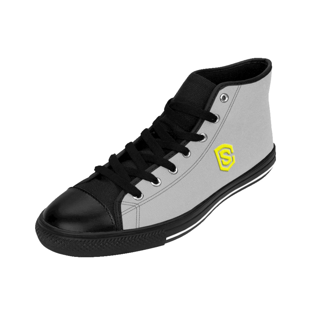 grey Men's High-top Sneakers - yellow logo