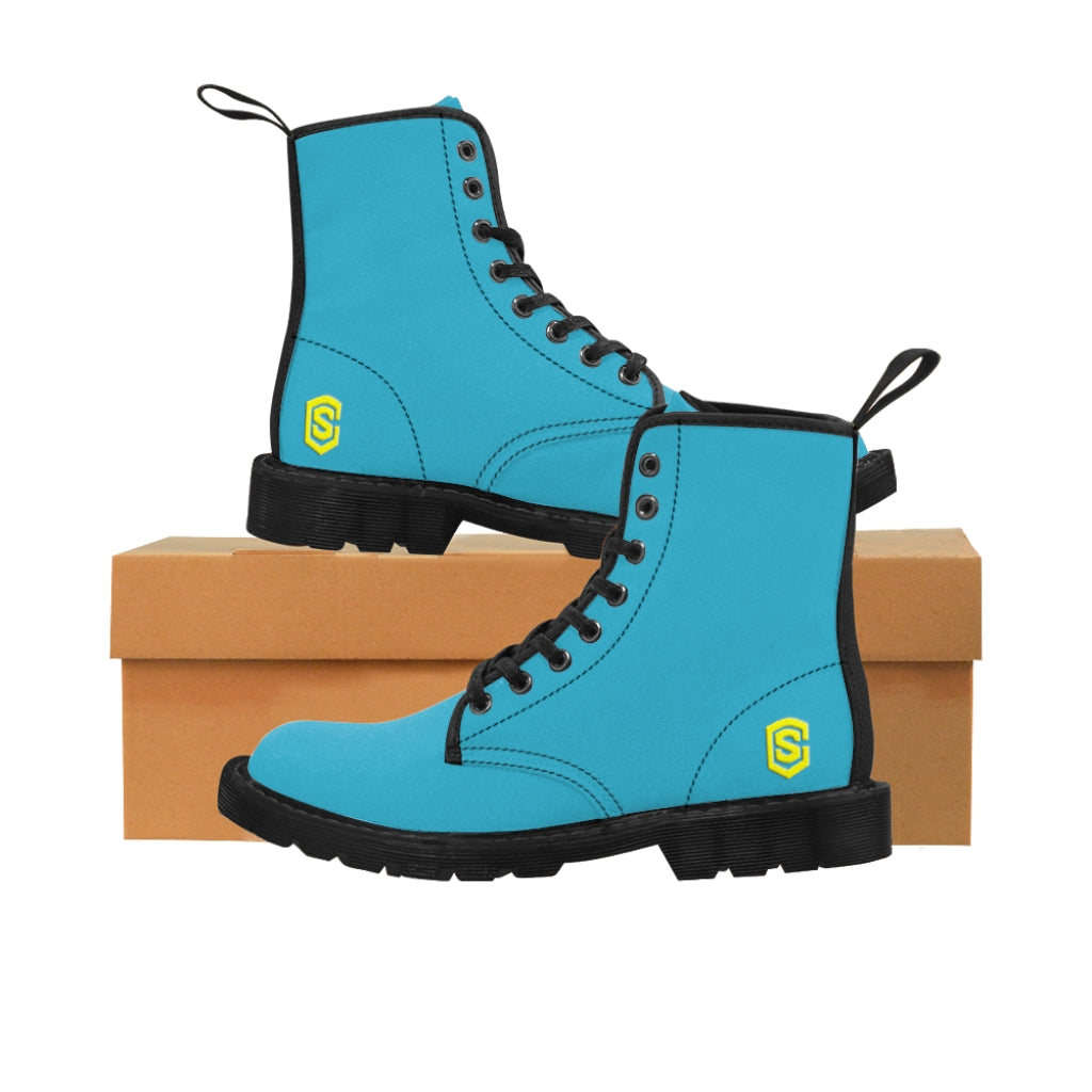 Blue Men's Canvas Boots Yellow Logo