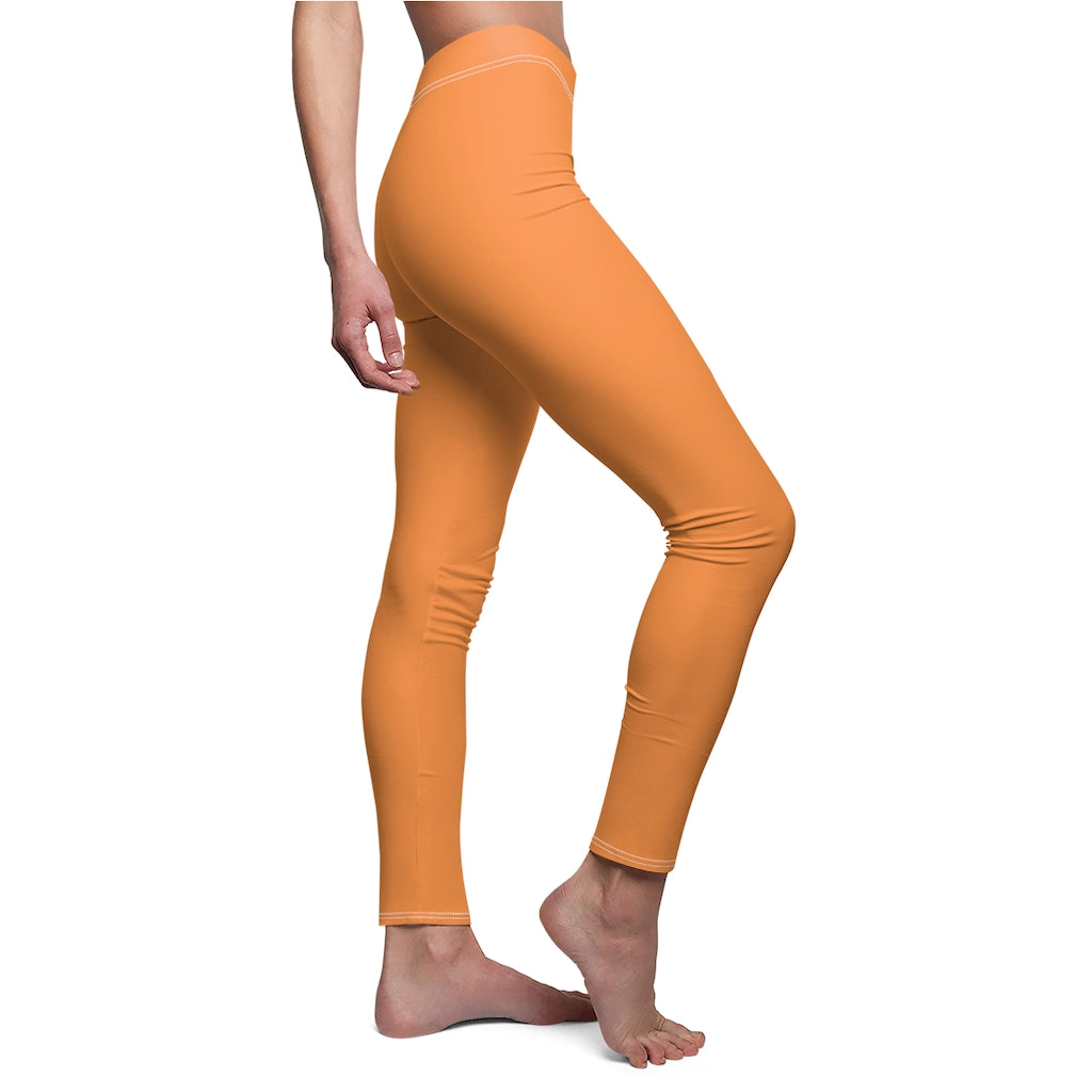 Orange Women's Cut & Sew Casual Leggings Gold logo