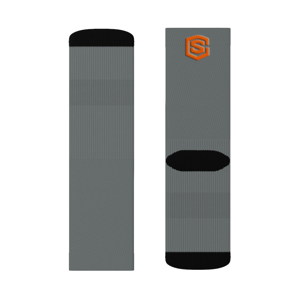 Dark Grey Sublimation Socks Orange Logo