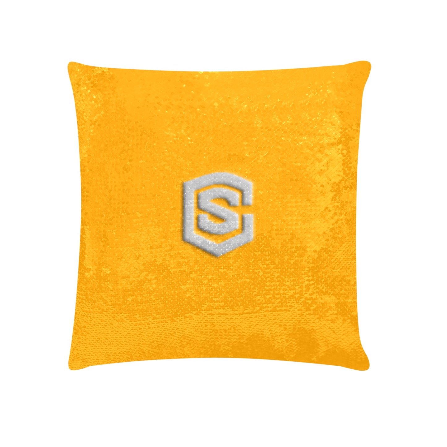 Orange Custom Sequin Pillow with Silver Logo Custom Sequin Pillow Case 18"x18"