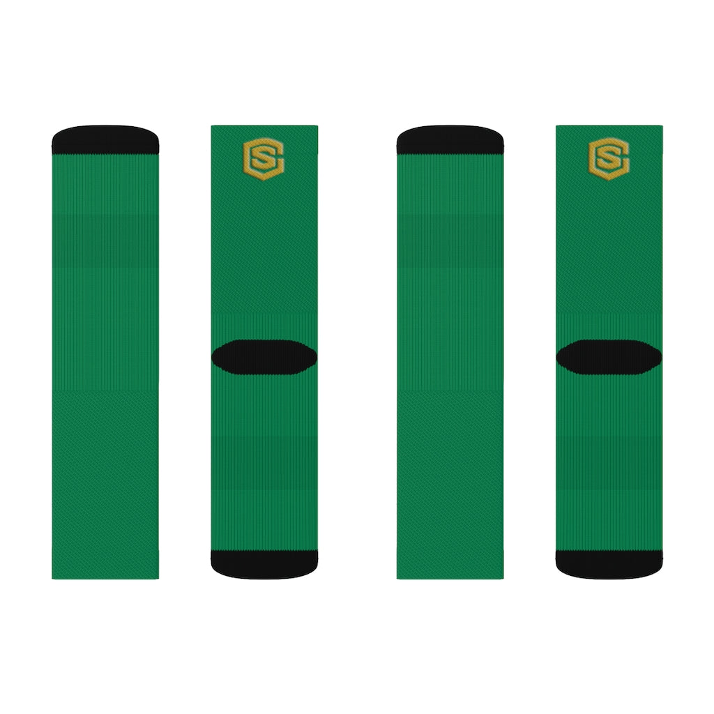 Green Sublimation Socks Gold Logo