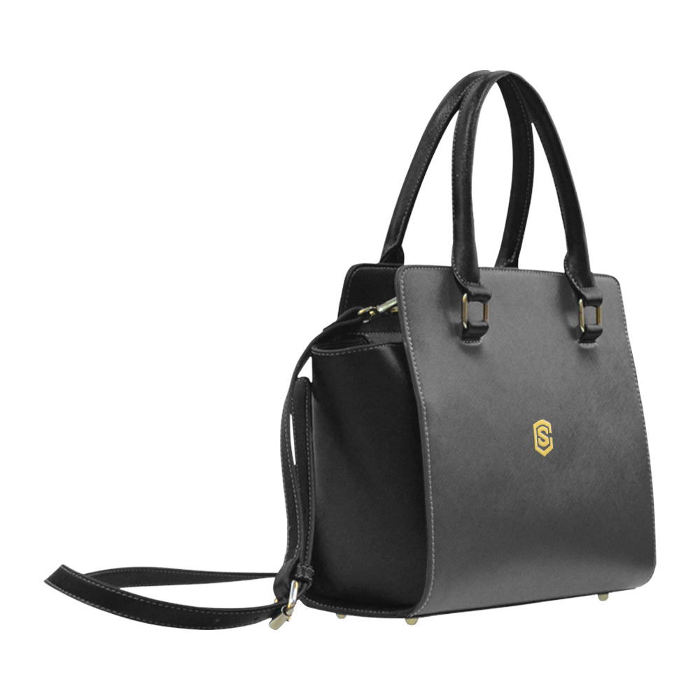 GRAY CLASSIC SHOULDER HANDBAG gold logo Classic Shoulder Handbag (Model 1653)