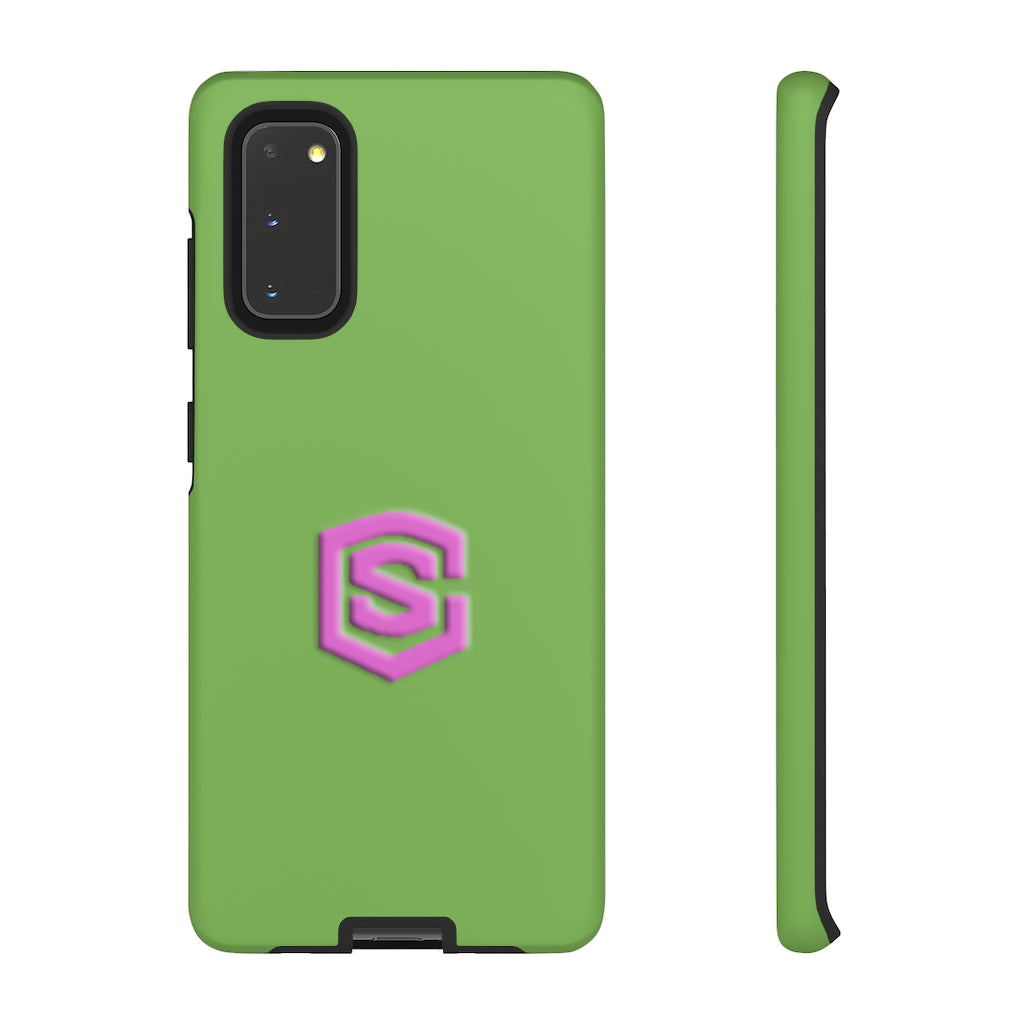 Green Tough Cases Pink Logo