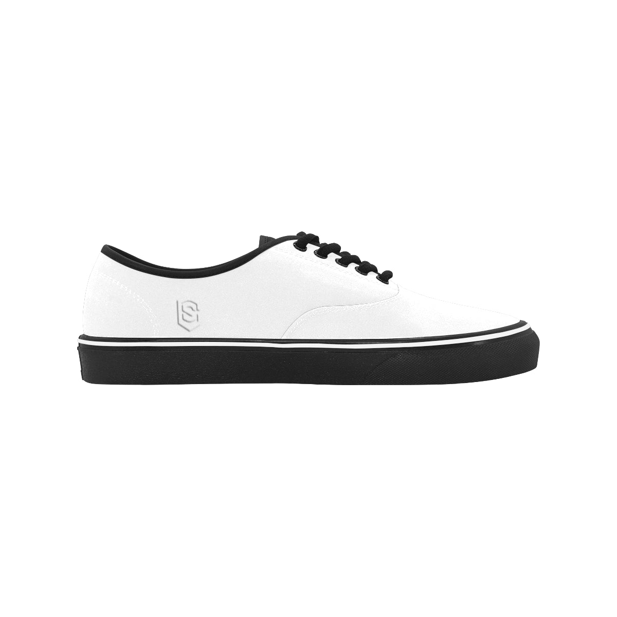 white logo Classic Men's Canvas Low Top Shoes/Large (Model E001-4)