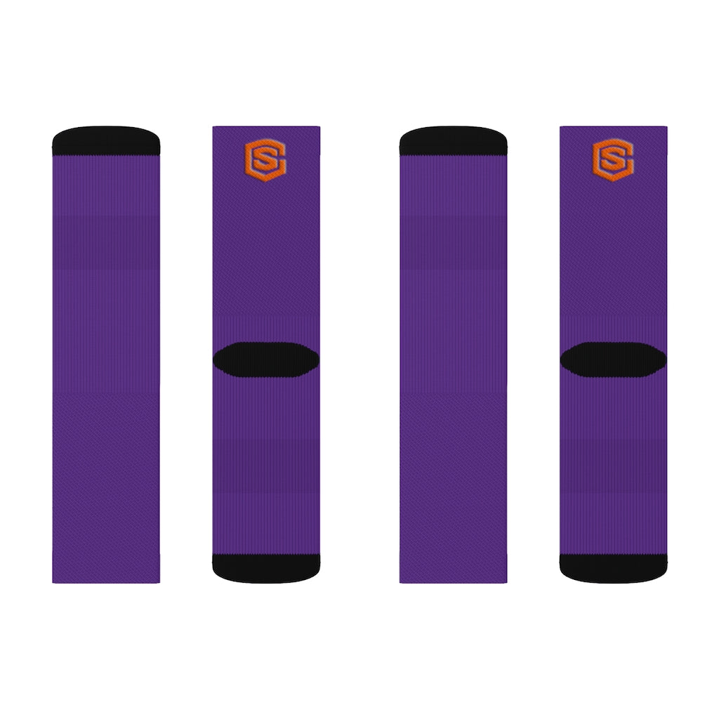 Purple Sublimation Socks Orange Logo