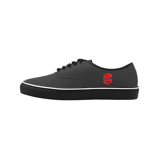 red logo Classic Men's Canvas Low Top Shoes/Large (Model E001-4)