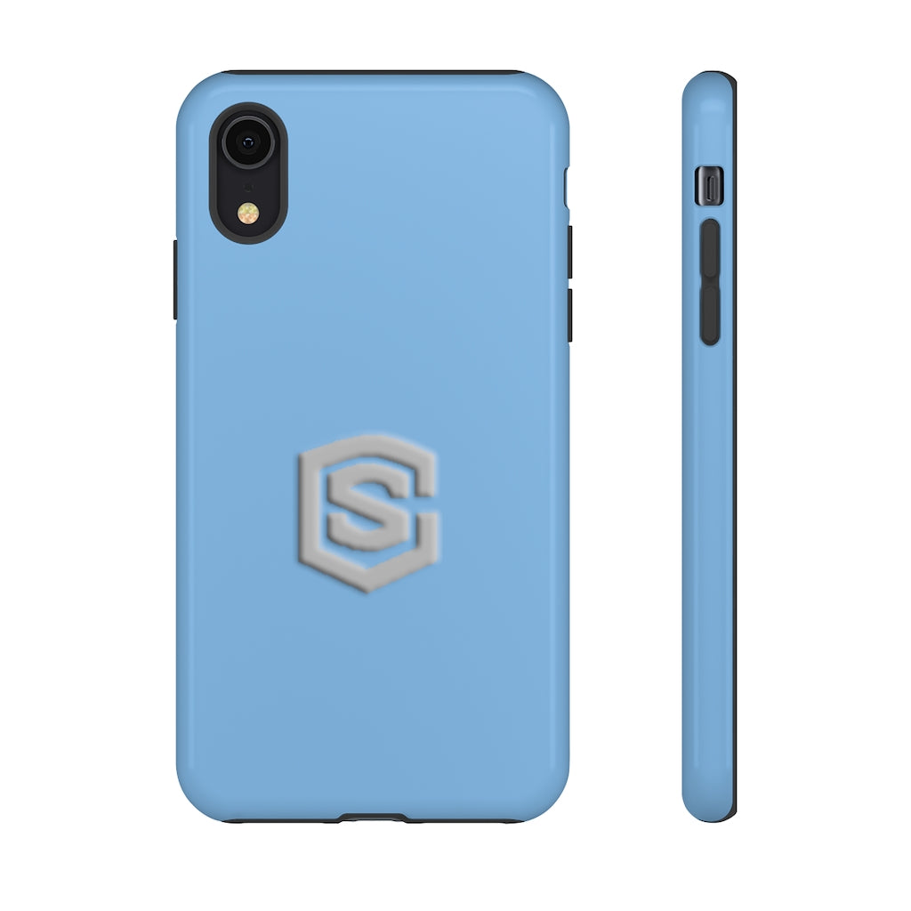 Blue Tough Cases Silver Logo