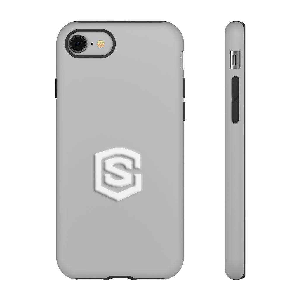 Grey Tough Cases White Logo