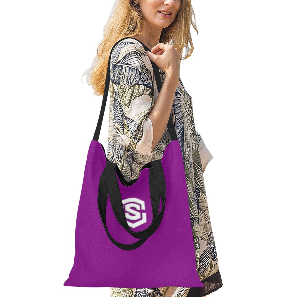 Purple All Over Print Canvas Tote Bag With White Logo All Over Print Canvas Tote Bag(Model1698)(Medium)