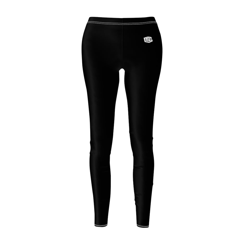 Black Women's Cut & Sew Casual Leggings White logo