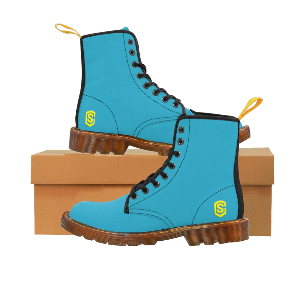 Blue Men's Canvas Boots Yellow Logo
