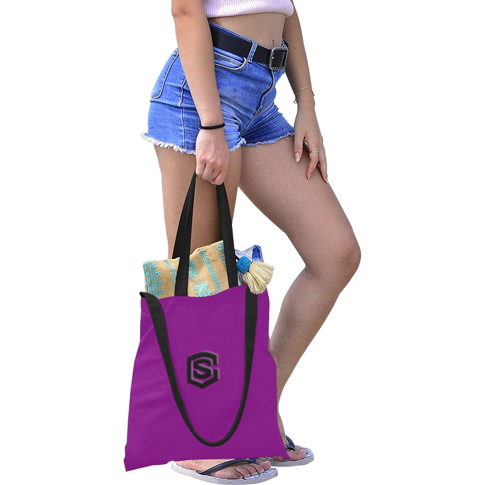 Purple All Over Print Canvas Tote Bag With Black Logo All Over Print Canvas Tote Bag(Model1698)(Medium)