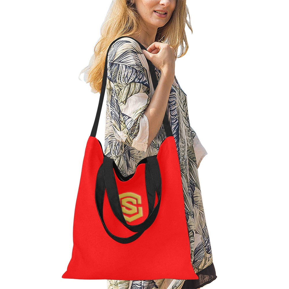 Red All Over Print Canvas Tote Bag With Gold Logo All Over Print Canvas Tote Bag(Model1698)(Medium)