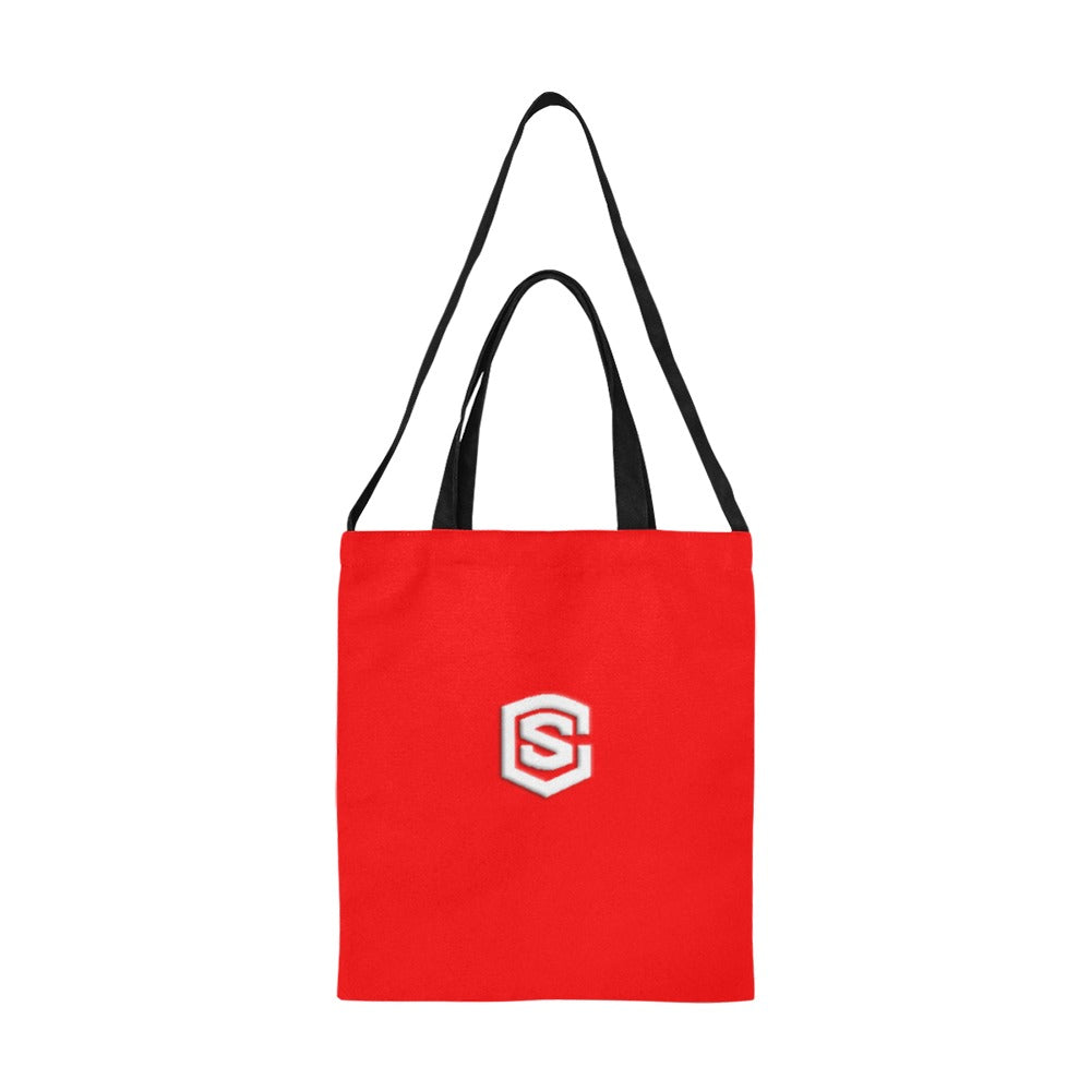 Red All Over Print Canvas Tote Bag With White Logo All Over Print Canvas Tote Bag(Model1698)(Medium)