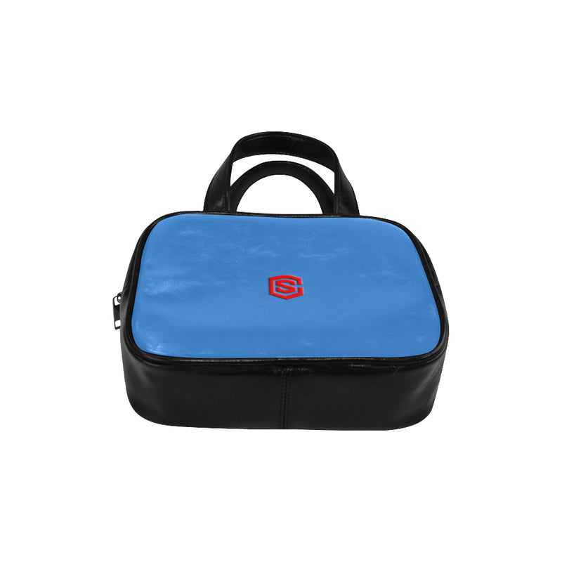 BLUE LEATHER TOP HANDLE HANDBAG  red logo Leather Top Handle Handbag (Model 1662)