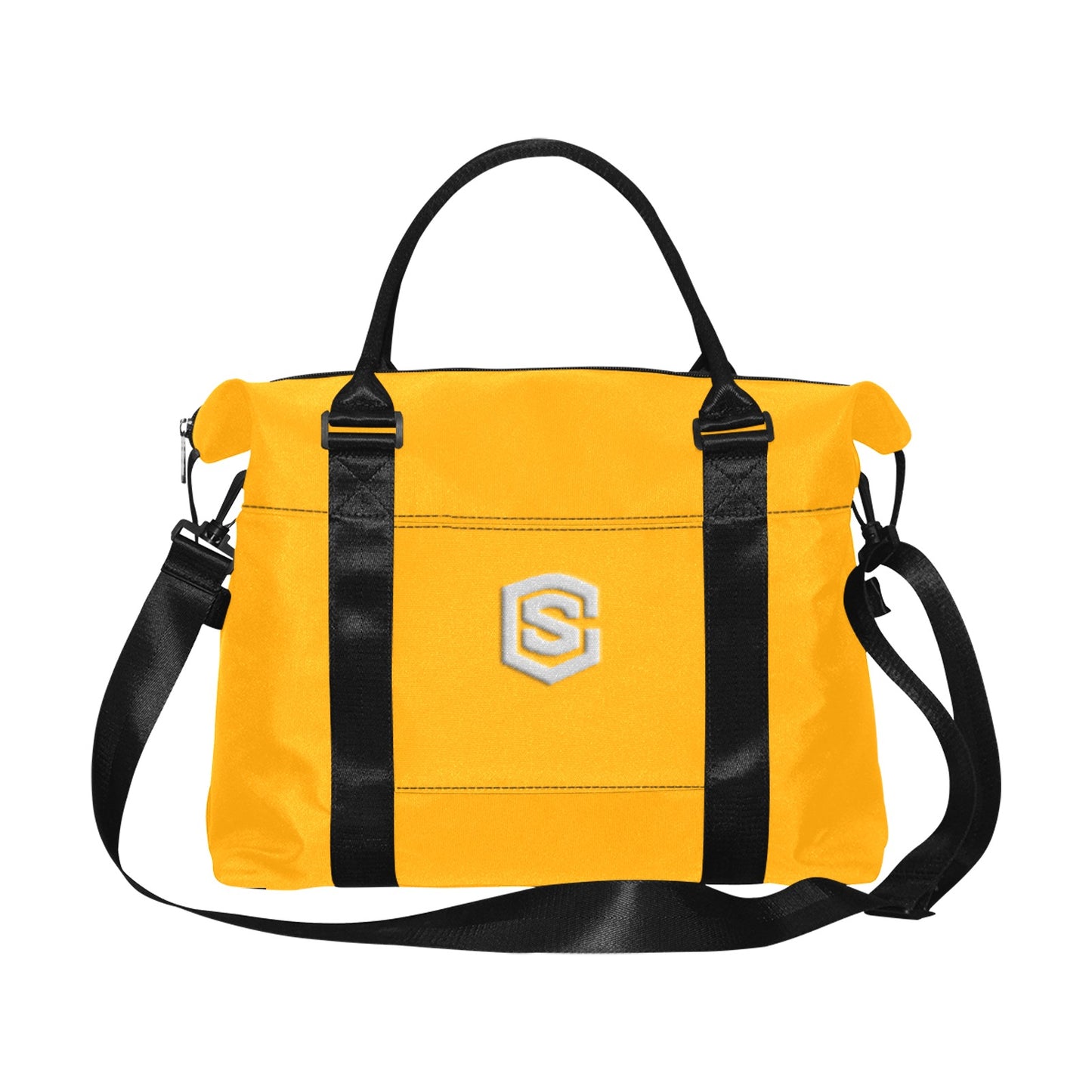 Orange Large Capacity Duffle Bag With Silver Logo Large Capacity Duffle Bag(Model1715)